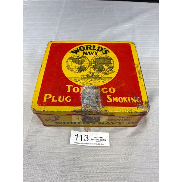 Vintage Worlds Navy Smoking Tobbacco Tin