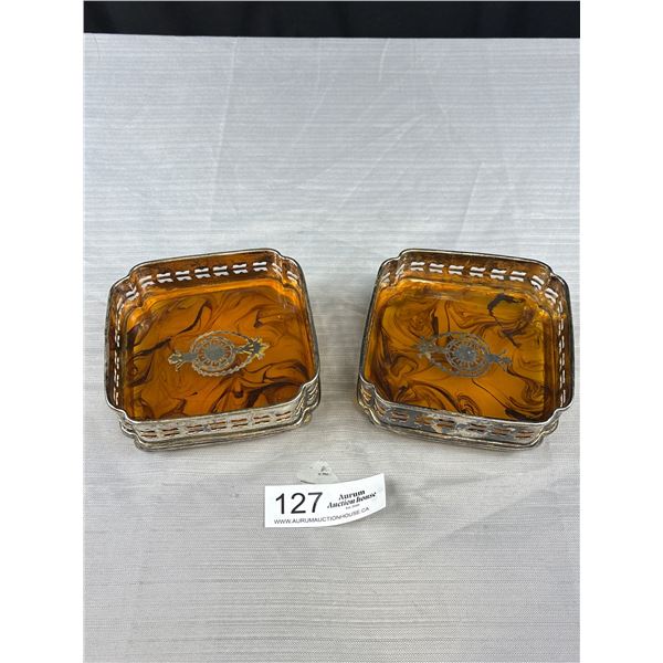 Pair of FTR Silver Plated Wine Bottle Coasters