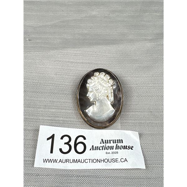 Sterling and Mother of Pearl Cameo Brooch/Pendant