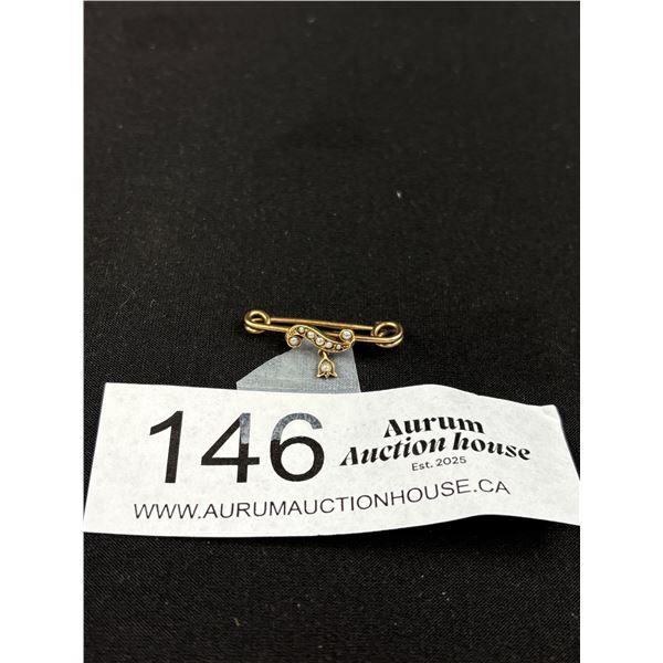 14k Seed Pearl Lingerie Pin 1.54 gr