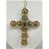 Image 3 : Vintage Large Hobe Cross Pendant w/ Garnet Colored Stones 3" x 4"
