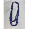 Image 3 : Antique Cobalt Blue Pattern Glass Necklace + Gold Glass Necklace