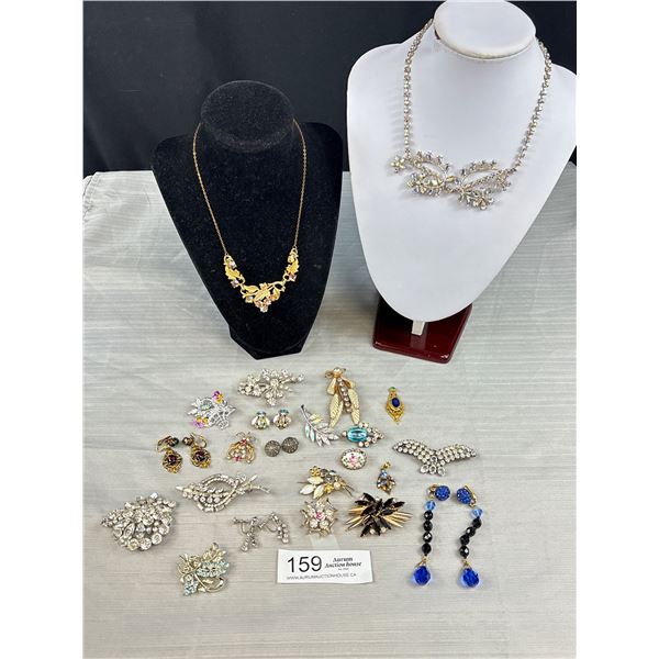 Large Lot Vintage Rhinestone Jewelry