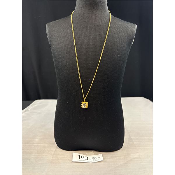 Ottoman Islamic Gold Plated Quaran Enamel Book Locket and Chain