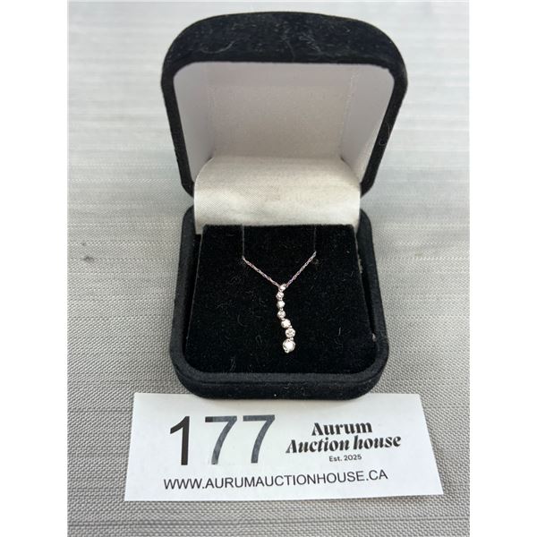 10K White Gold CZ Pendant and 21 1/4" Chain Total Weight 1 Gram