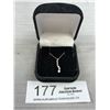 Image 1 : 10K White Gold CZ Pendant and 21 1/4" Chain Total Weight 1 Gram