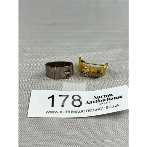 Whimsical Victorian Mouse and Trap Gentlemans Scarf Pin and Silver Buckle Scarf Clip