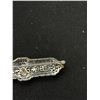Image 5 : 10K White Gold Filigree Brooch with Small Diamond Total Weight 2.4 Grams