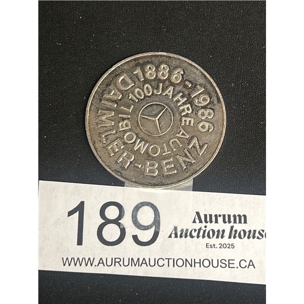 1886-1986 Daimler Mercedez Silver Coin
