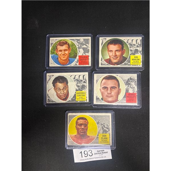 Lot of 5 1960's CFL Trading Cards