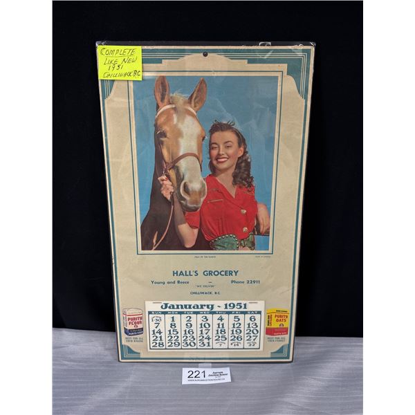 Complete 1951 Halls Groccery Chilliwack BC Calender