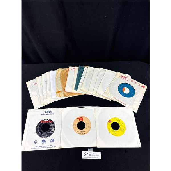 Lot of 20 45 Records in Sleeve The Rolling Stones, Eric Clapton, Frankie Alvalon, etc.
