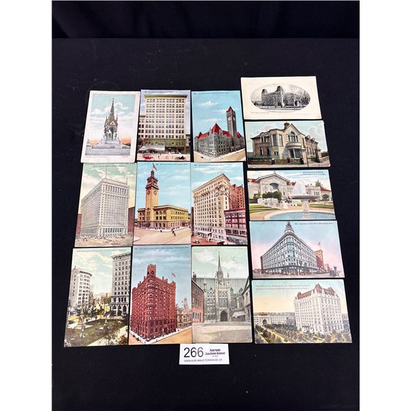12 Vintage Postcards of Buildings