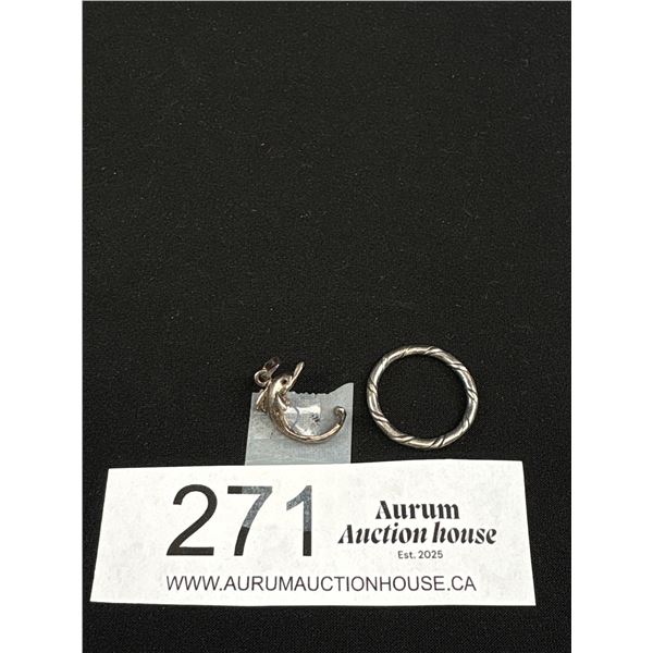 Sterling Rope Ring + Sterling Dolphin Pendant