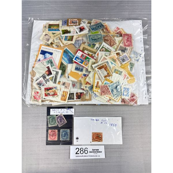 Nice Lot of Vintage Canadian Vintage Stamps on Sheet and in Bag