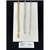 Image 1 : 3 Pretty Silver and Gold Plated Tennis Bracelets with Stand