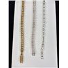 Image 2 : 3 Pretty Silver and Gold Plated Tennis Bracelets with Stand