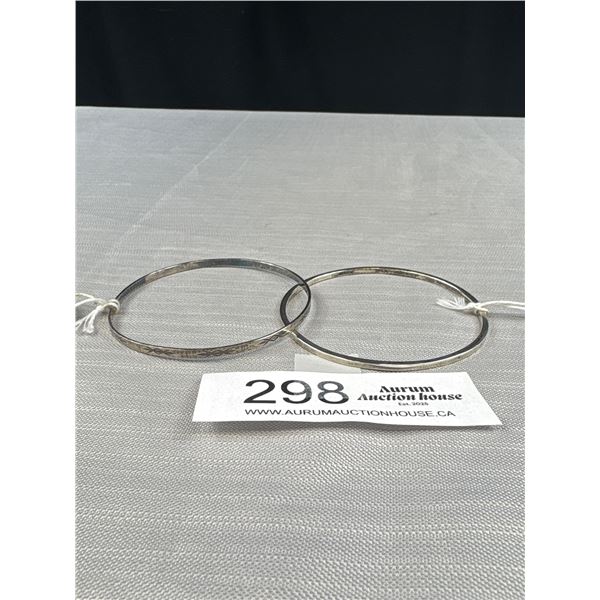 2 Sterling Silver Bangles Total Weight 16.4 Grams