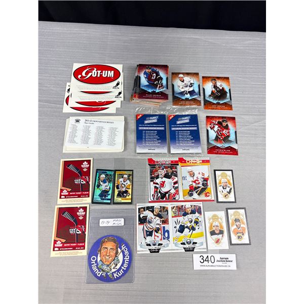 Miscellanious Lot of NHL Trading Cards and Orland Kurten Bach Sticker