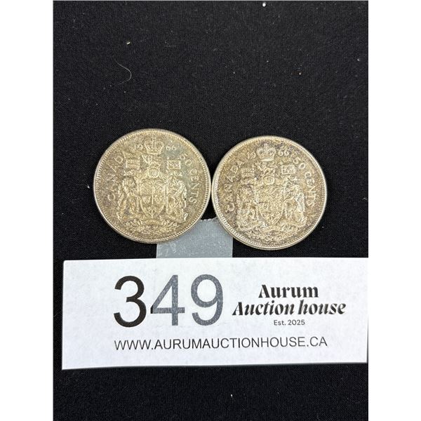 2 1966 Silver 50c Canadian Coins