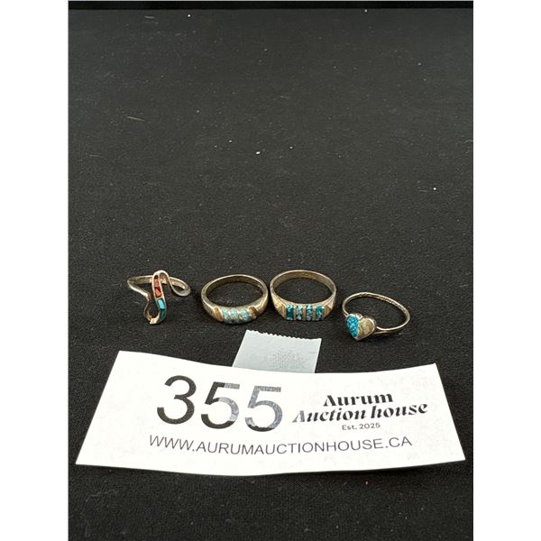 4 Sterling + Turquoise Rings