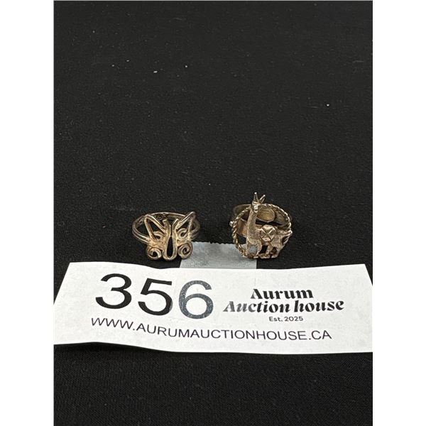A Sterling Butterfly Ring + Sterling Llama Ring