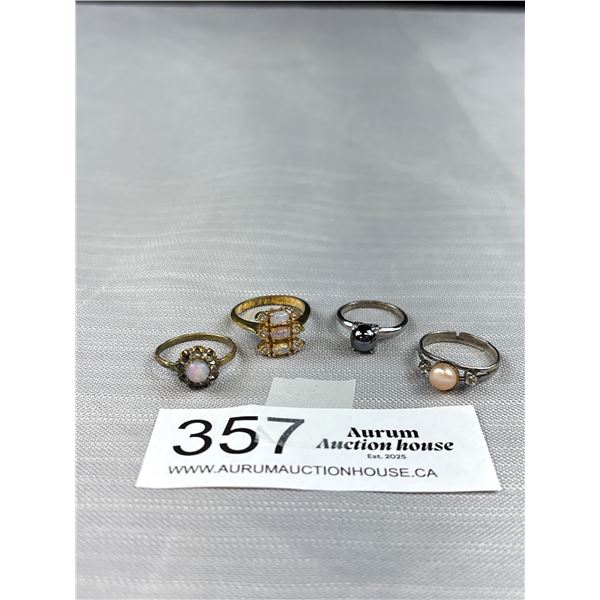 A Lot of 4 Opal + Pearl Look Antique Rings