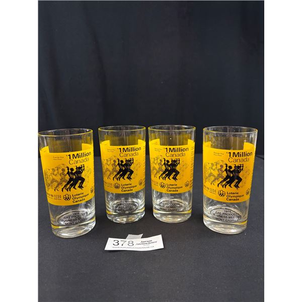 1974 $1 Million Olympic Lottery Canada - Rare Set of 4 Cocktail Glasses