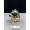 Image 3 : Rotating Semi-Precious Gemstone Globe on Brass Stand 5.5 Inches Tall