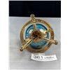Image 4 : Rotating Semi-Precious Gemstone Globe on Brass Stand 5.5 Inches Tall
