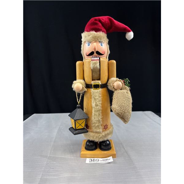 Lg Wooden Nutcracker Holding Lantern, Approx. 15" Tall