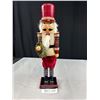 Image 1 : Lg Wooden Nutcracker Holding Wreath, Approx 15" Tall
