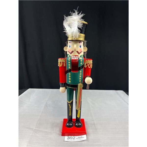Lg Wooden Nutcracker Feathered Hat, Approx 15  Tall