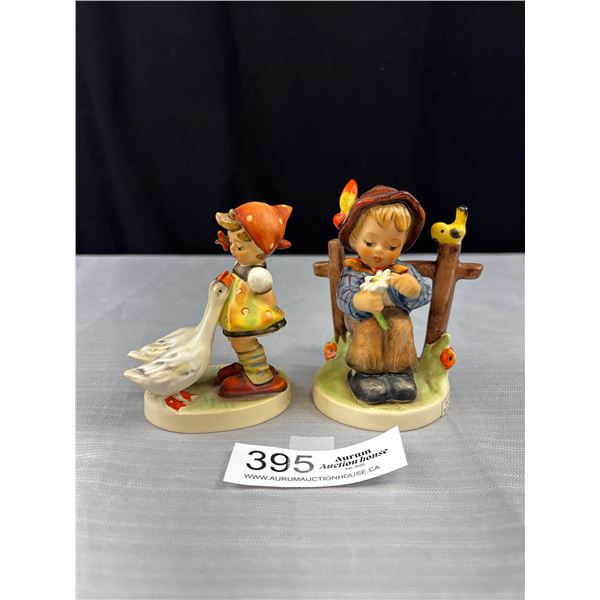 2 Vintage Hummel Porcelain Figures "Goose Girl + She Loves Me Not" Made in West Germany Each