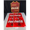 Image 1 : 17" Tall Coca-cola wooden sign + four large coca cola decals