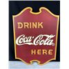 Image 2 : 17" Tall Coca-cola wooden sign + four large coca cola decals