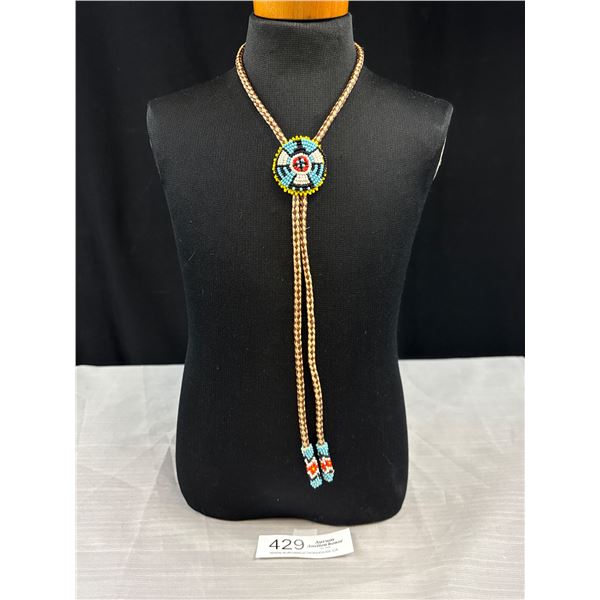 Vintage First Nation Micro Beads Necklace Hand Crafted
