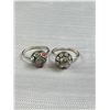 Image 2 : 4 Vintage Silver w/ Agate Stones Self Adjustable Rings