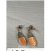 Image 2 : Pair of Vintage Silver w/ Coral Dangle Earrings