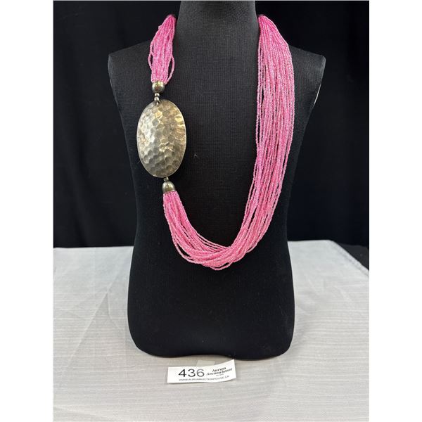 Outstanding Vintage Twisted Pink Micro Beads Necklace