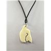 Image 3 : Engraved Haida Bone Pendant w/ Black String Necklace