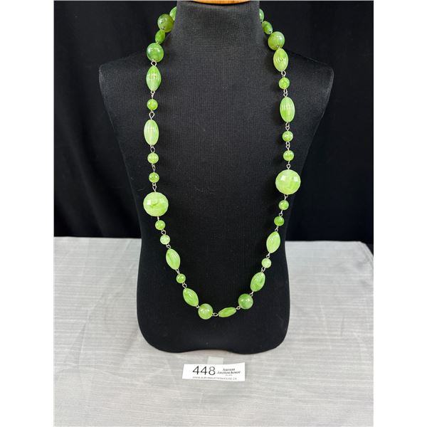 Carved Green Lucite Beads Necklace