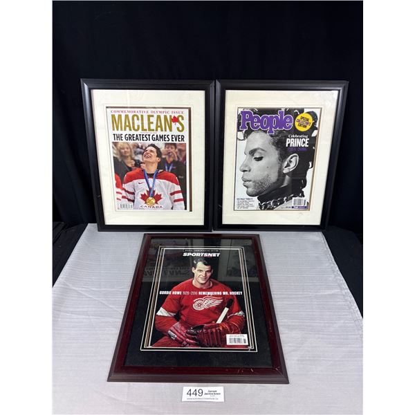 Lot of 3 Nicely Framed Vintage Magazines People Etc