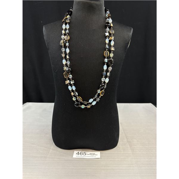 Vintage Double Length Various Glass + Crystal Beads Necklace