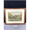 Image 1 : Vintage Oak Wood Framed Watercolour Painting Signed Meredith Runestrand / 78