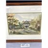 Image 2 : Vintage Oak Wood Framed Watercolour Painting Signed Meredith Runestrand / 78