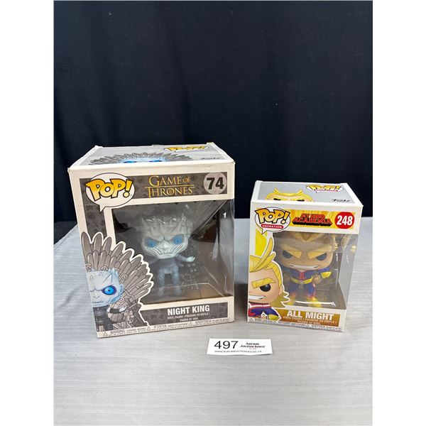 Lot of two Punko Pops Game of thrones Knight King Figure and My Hero Acadamia All Might Figure