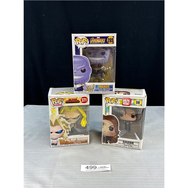 Lot of 3 Funko Pops Shank, Avengers, My Hero Acadamia