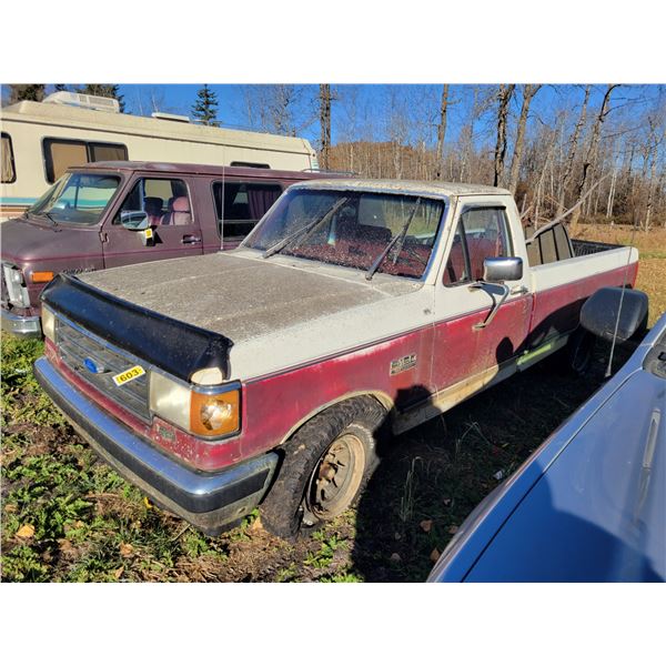 1991 Ford F150 XLT Lariat, 5.8L auto, was running, trans leaks, SN. 2FTDF15H2MCA98063