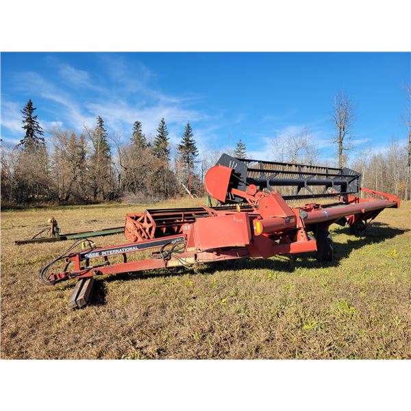 Case International 8220 pull-type swather, approx. 25 ft. swather, missing tractor-end PTO